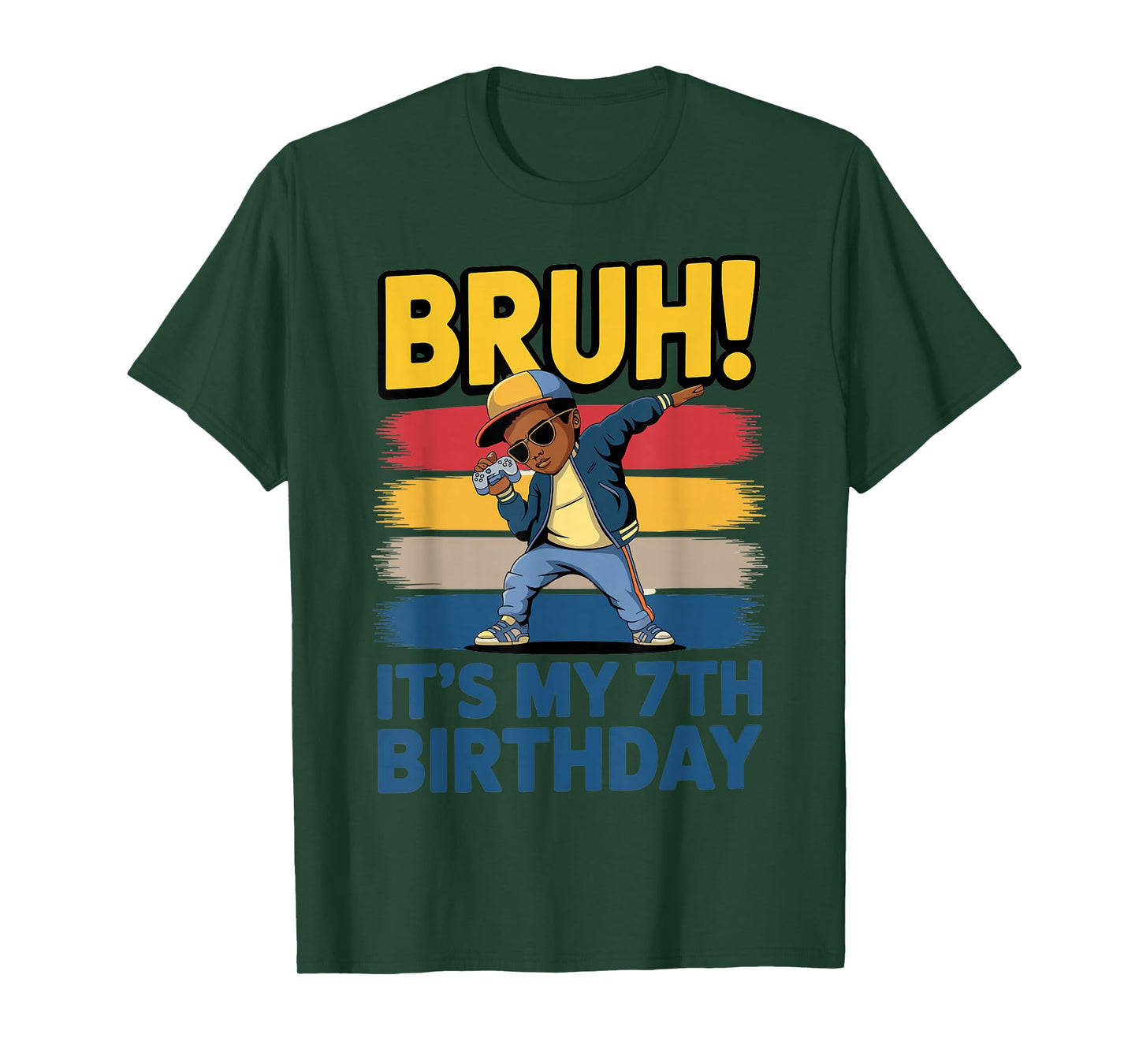 7 Year Old Birthday Dabbing Boy Bruh It's My 7th Birthday T-Shirt