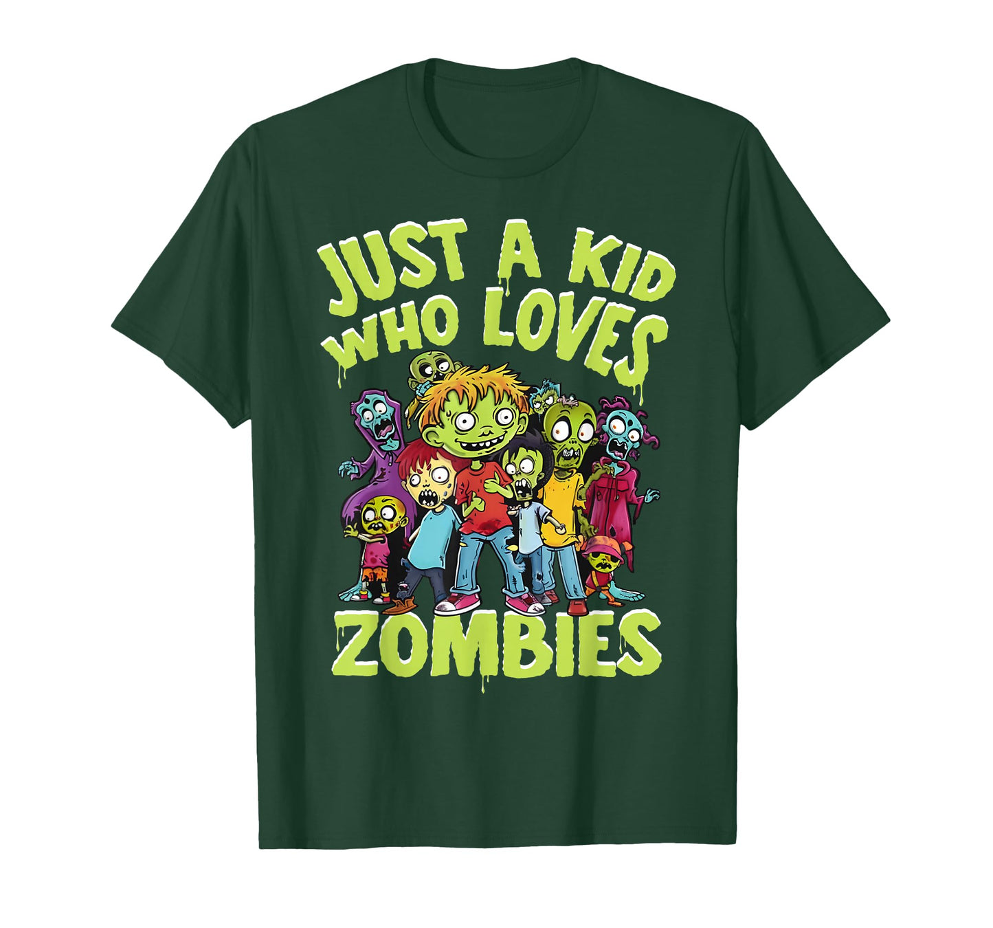Halloween Zombie Funny Just A Kid Who Loves Zombies Kids T-Shirt