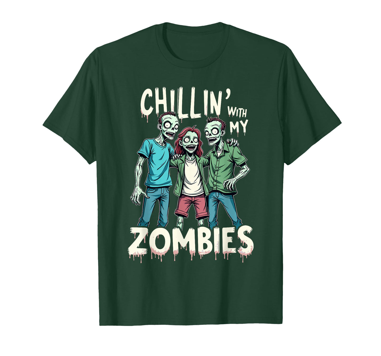 Chillin With My Zombies Funny Zombie Costume Boys Halloween T-Shirt