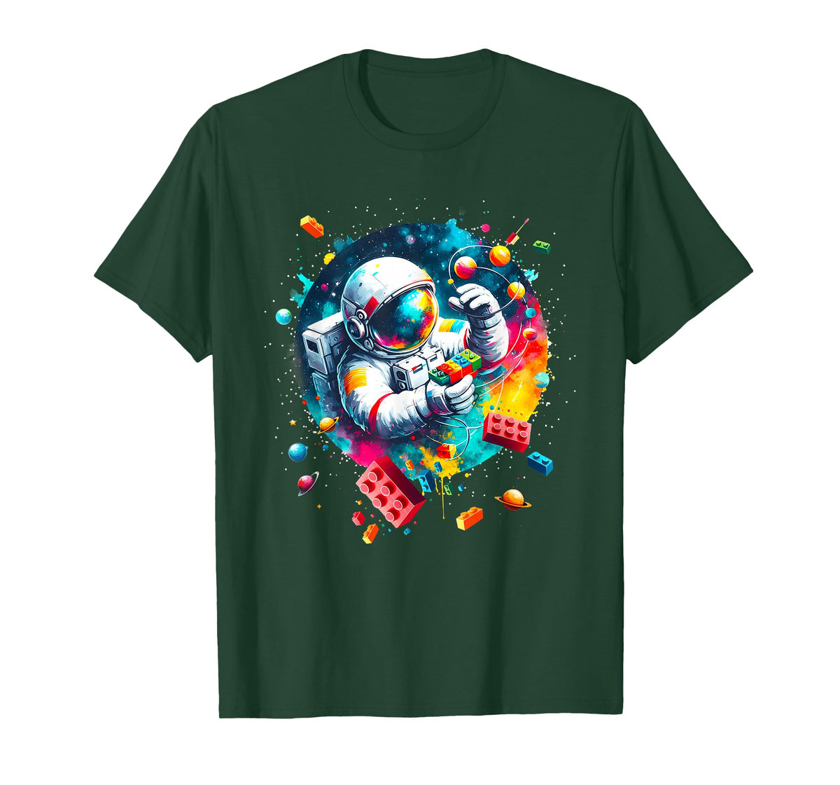 Space Astronaut Master Builder Funny Building Blocks Bricks T-Shirt