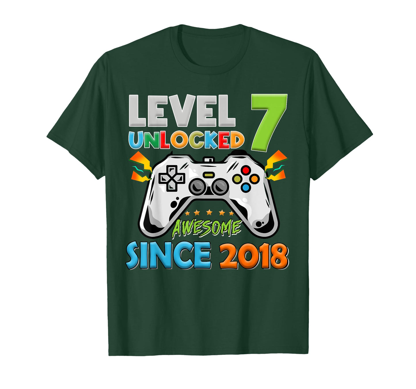 7th Birthday Boy Level 7 Unlocked Awesome Since 2018 T-Shirt