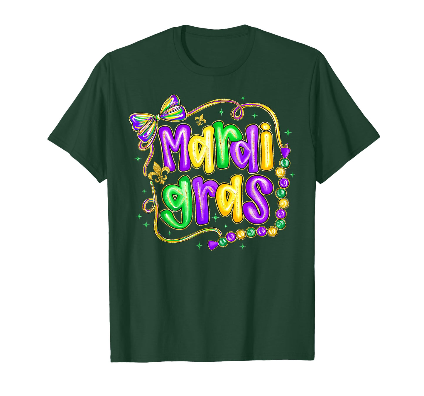 Preppy Mardi Gras Fleur De Lis Coquette Bow Women Girls T-Shirt
