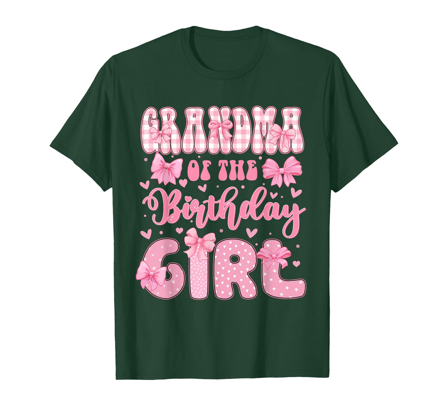 Grandma Of The Birthday Girl Family Pink Coquette Bow Bday T-Shirt