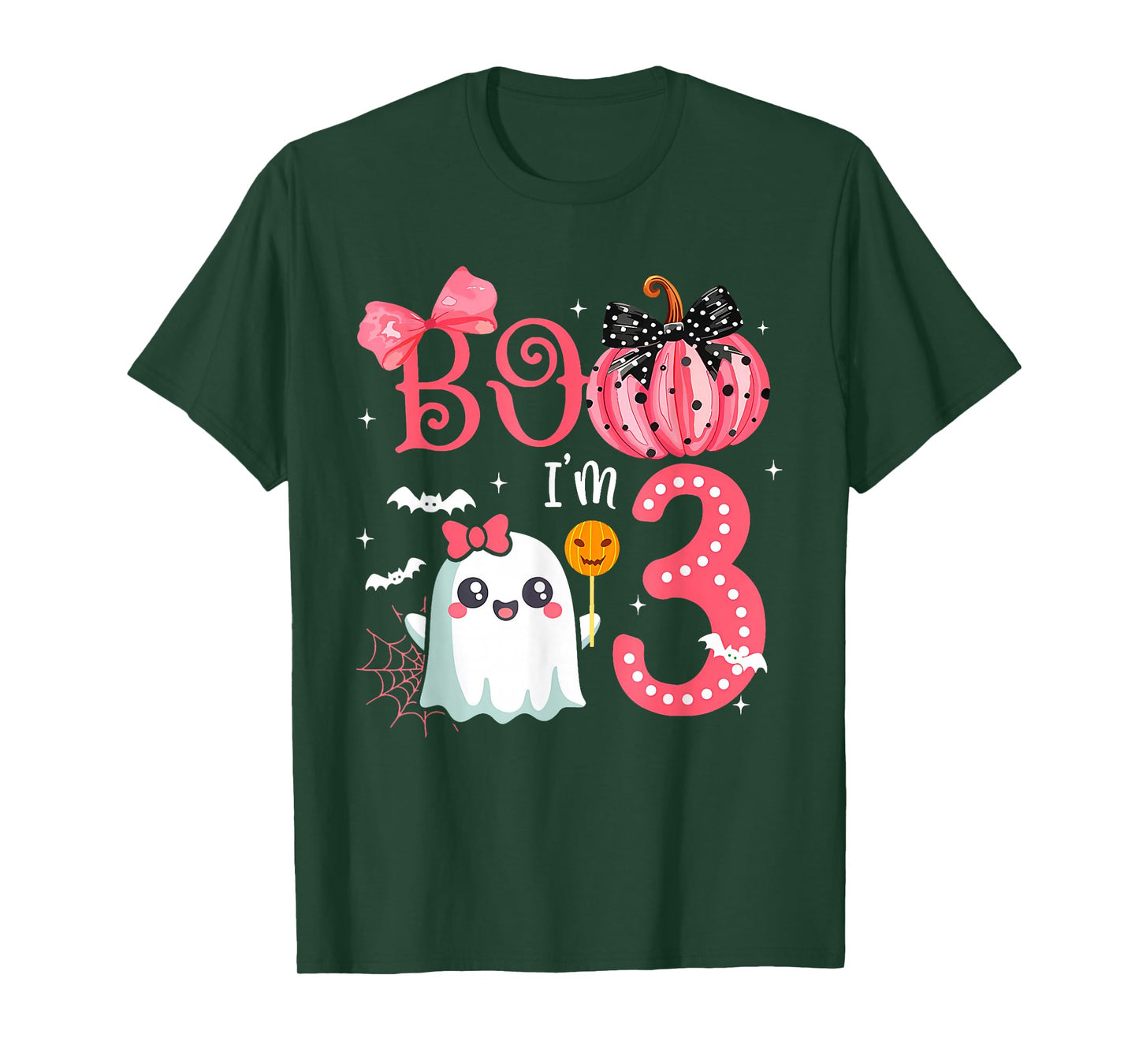 Boo I'M 3 Years Old Ghost 3Rd Birthday Halloween Ghost Girls T-Shirt