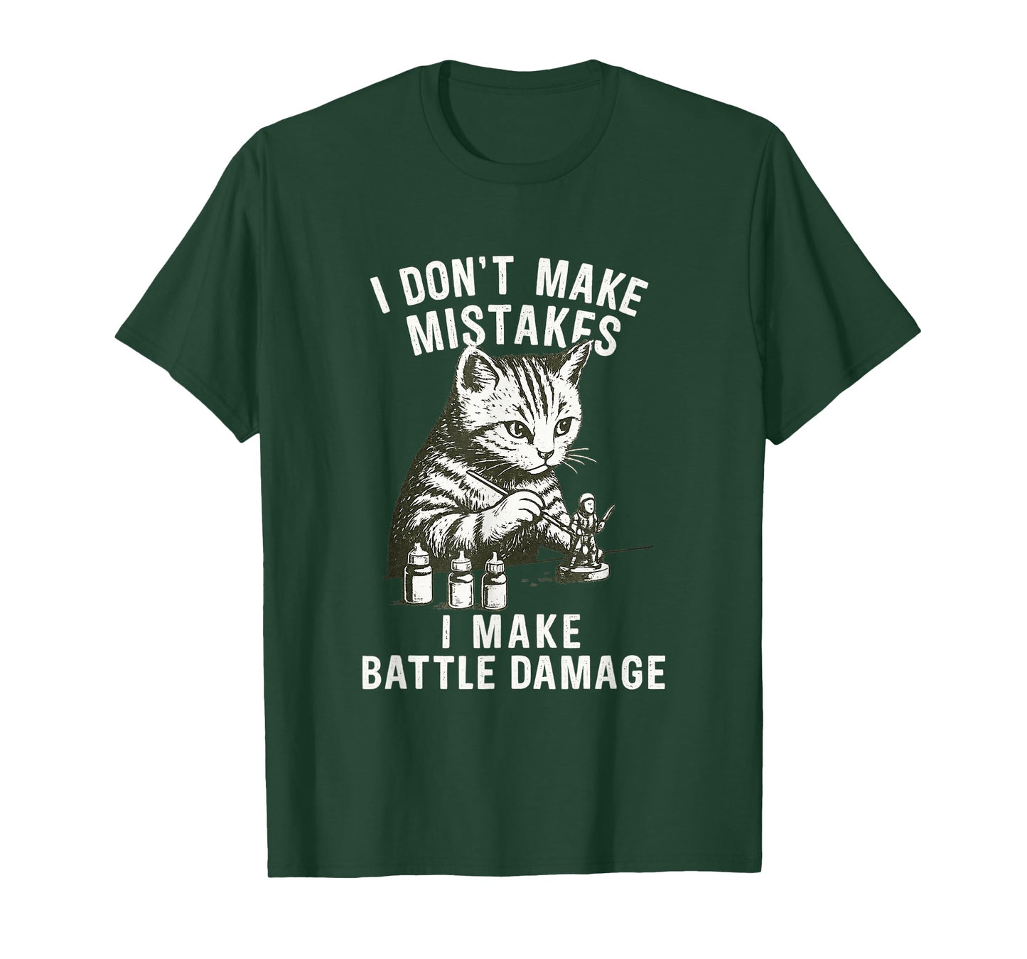 Cat Miniature Painter Battle Damage Funny Miniature Painting T-Shirt