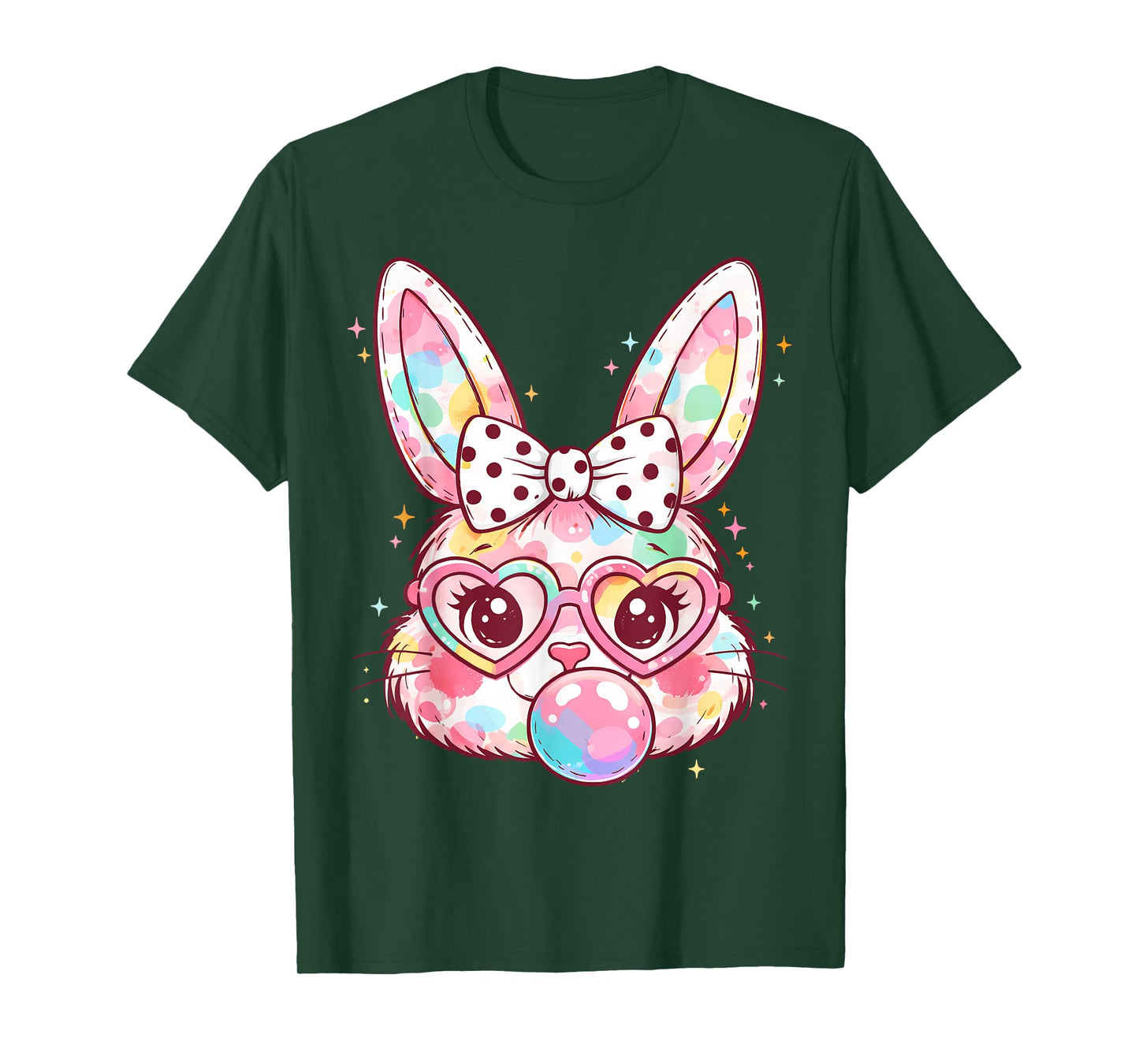 Girls Easter Cute Bunny Face Pink Easter Kids Girls Women T-Shirt
