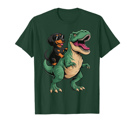 Dachshund Riding T-Rex T-Shirt