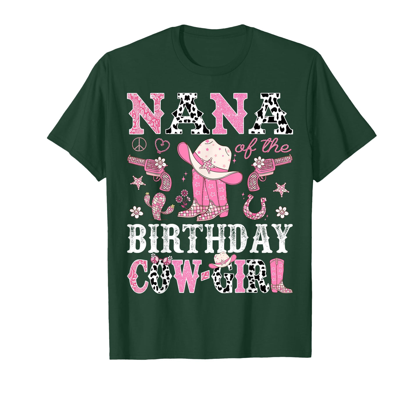 Nana Of The Birthday CowGirl Pink Disco Rodeo Western T-Shirt