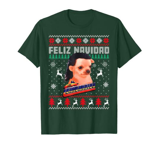 Los Temerarios Dog Feliz Navidad Ugly Sweaters Christmas T-Shirt