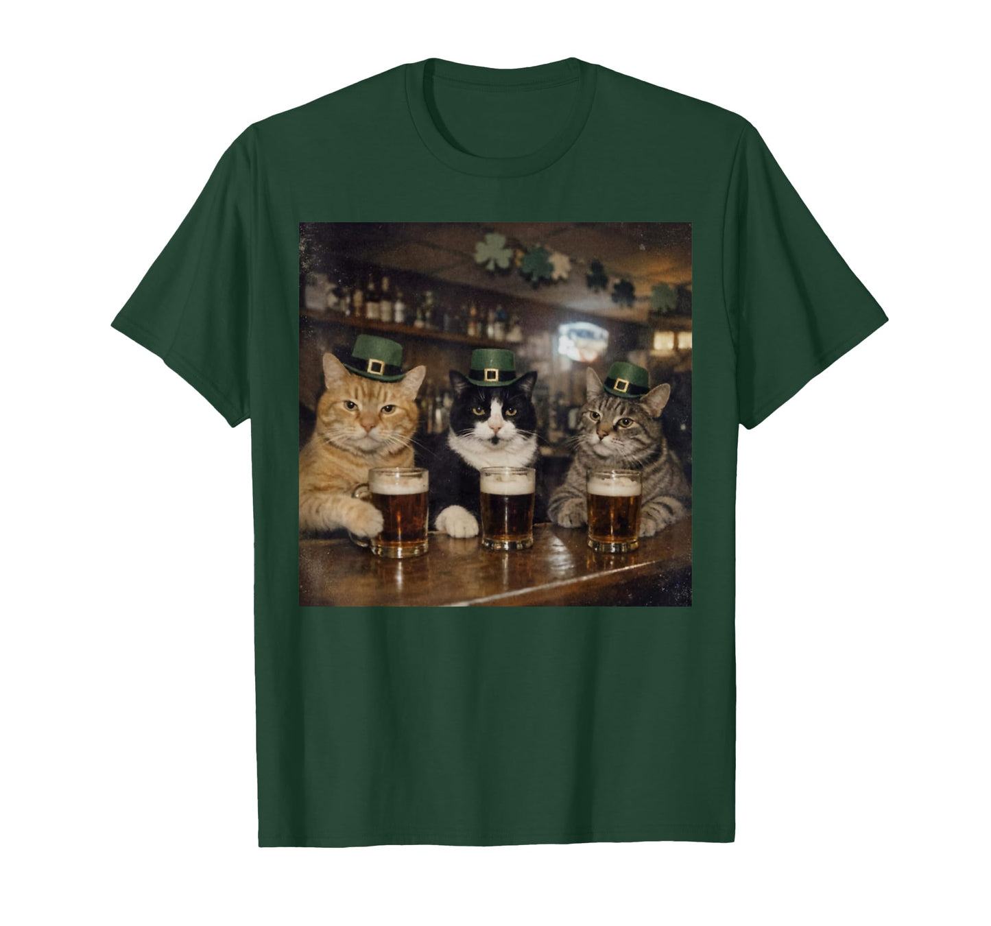 St Patricks Catricks Day Funny Cats Drinking Beer Women Men T-Shirt