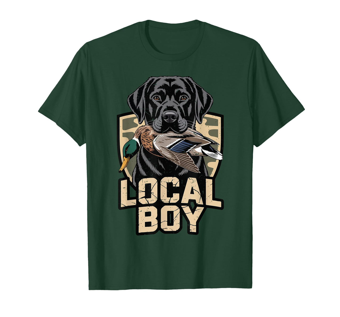 Camo Duck Hunting Local Boy Black Lab Dog Youth Boy Toddler T-Shirt
