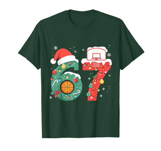 67 Christmas Basketball 6 7 Meme Boys Six Seven Christmas T-Shirt