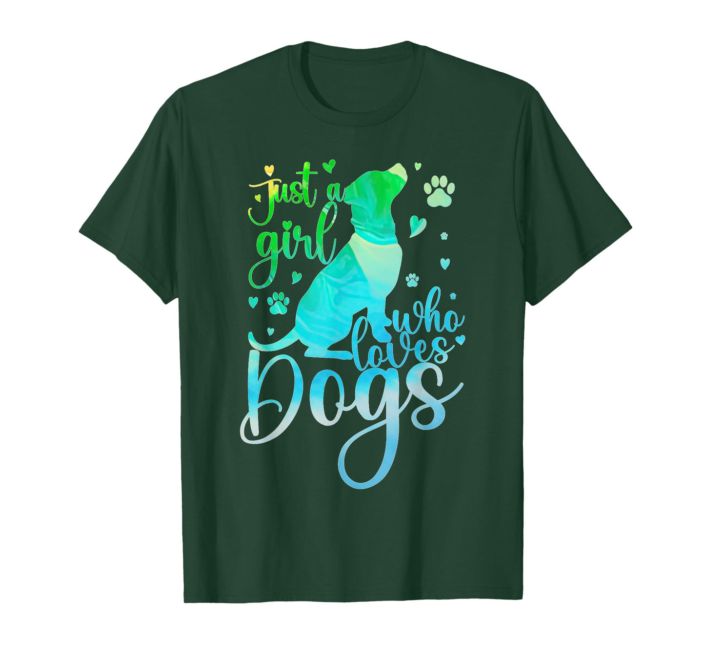 Cute Colorful Just A Girl Who Loves Dogs Pet Dog Lover T-Shirt
