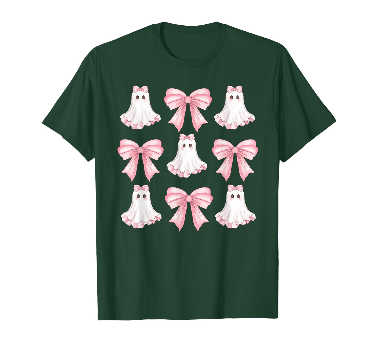 Pink Coquette Bow Cute Ghost Halloween Costume Girls Women T-Shirt