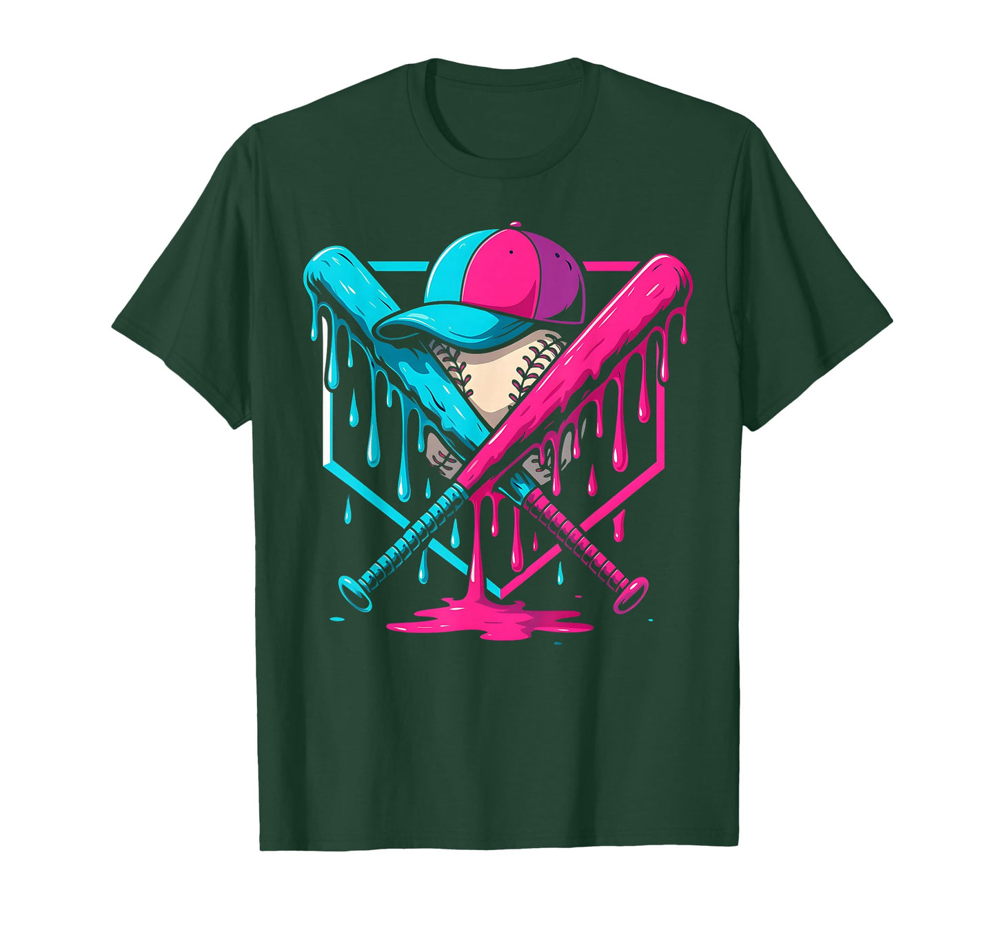 Baseball Ice Cream Drip Youth Home Plate Baseball Boys T-Shirt