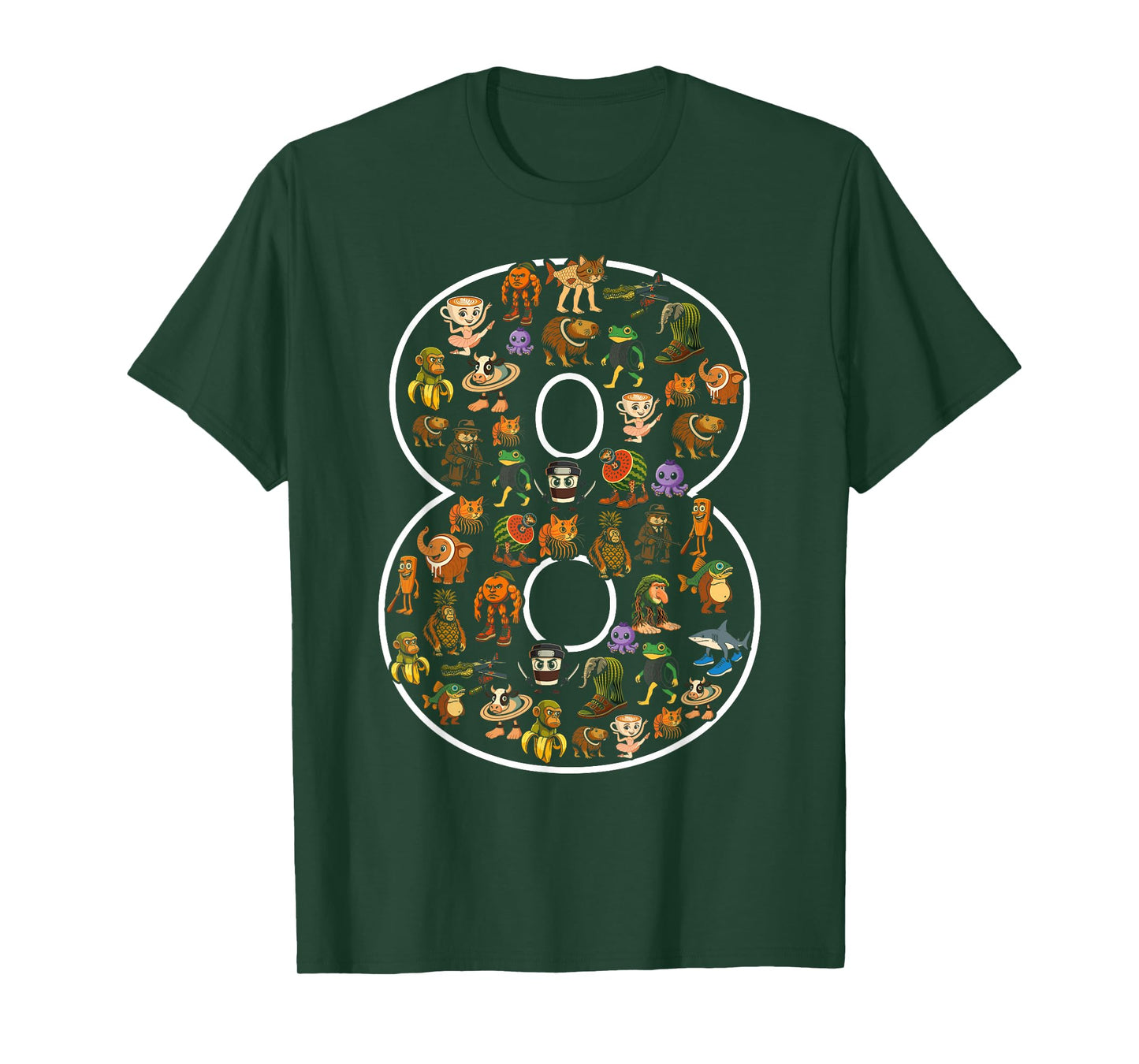 Italian Brainrot Birthday 8 Age Meme 8th Kids Boys Girls T-Shirt