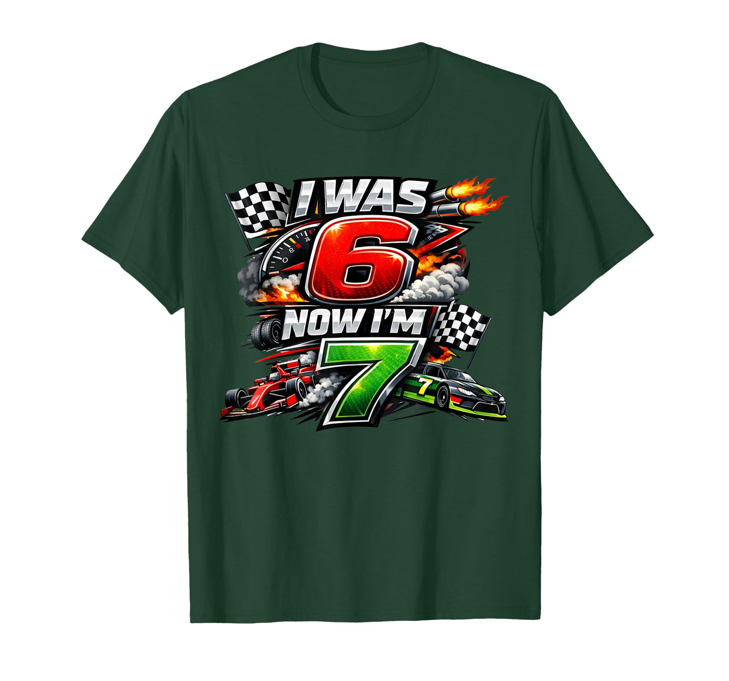 I was 6 Now I'm 7 Race Car Racing 67 Meme Boys Kids Birthday T-Shirt
