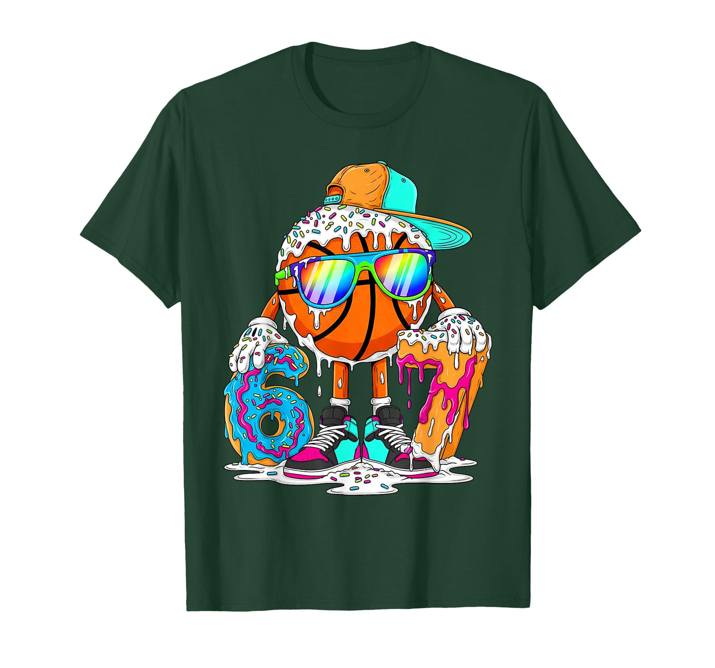 Funny 67 Basketball Ice Cream Drip Six Seven Meme T-Shirt