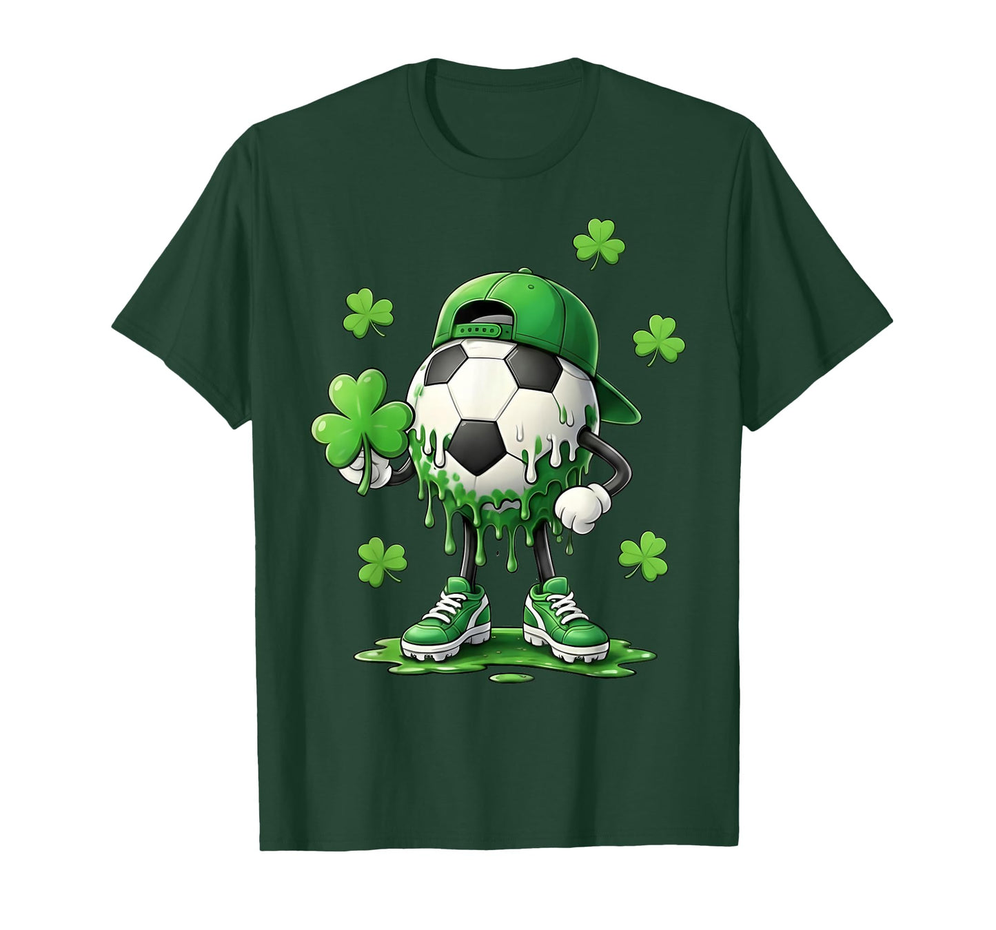 St Patrick Day Soccer Shamrock Drip Sport Love Men Boys Kids T-Shirt