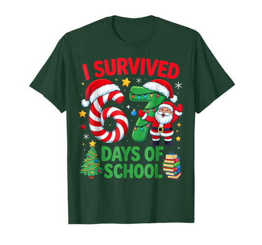 I Survived 67 Days of School Christmas Candy Cane Six Seven T-Shirt