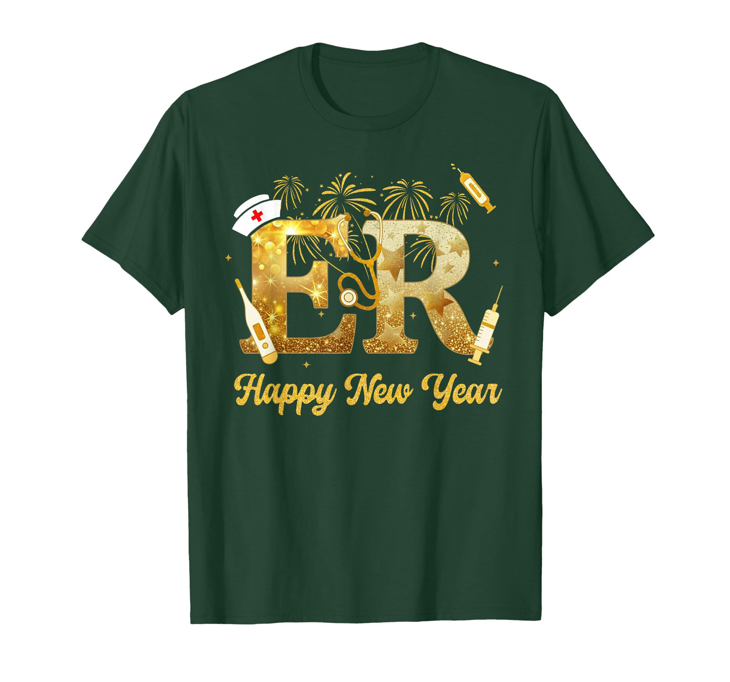 Retro ER Nurse Happy New Year 2026 Fireworks Nurse Squad T-Shirt