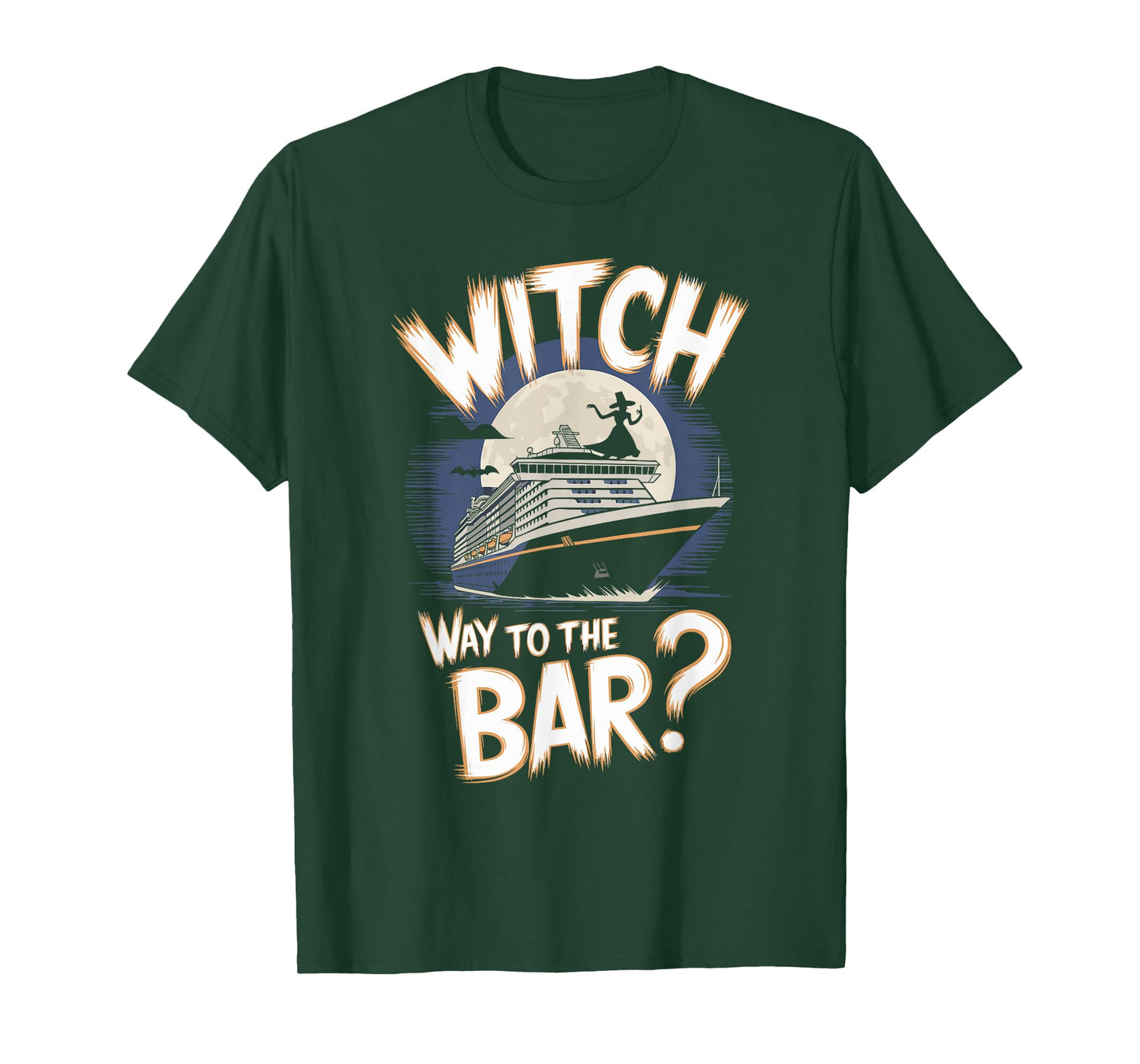 Witch Way to the Bar Funny Halloween Cruise T-Shirt