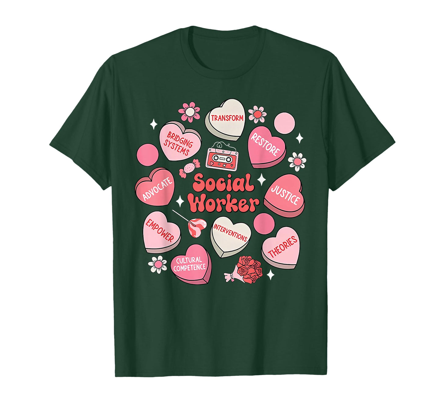 Social Worker Heart Candy Valentine Day Coping Skills LMSW T-Shirt