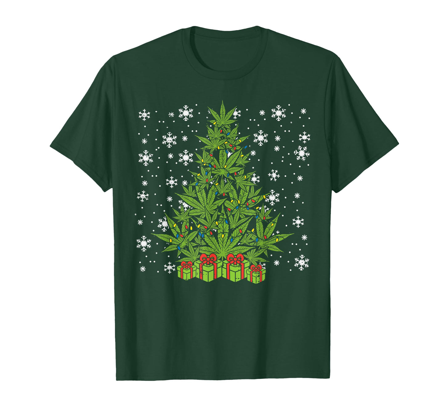 Weed Christmas Tree Funny Xmas Cannabis 420 Pot Men Women T-Shirt