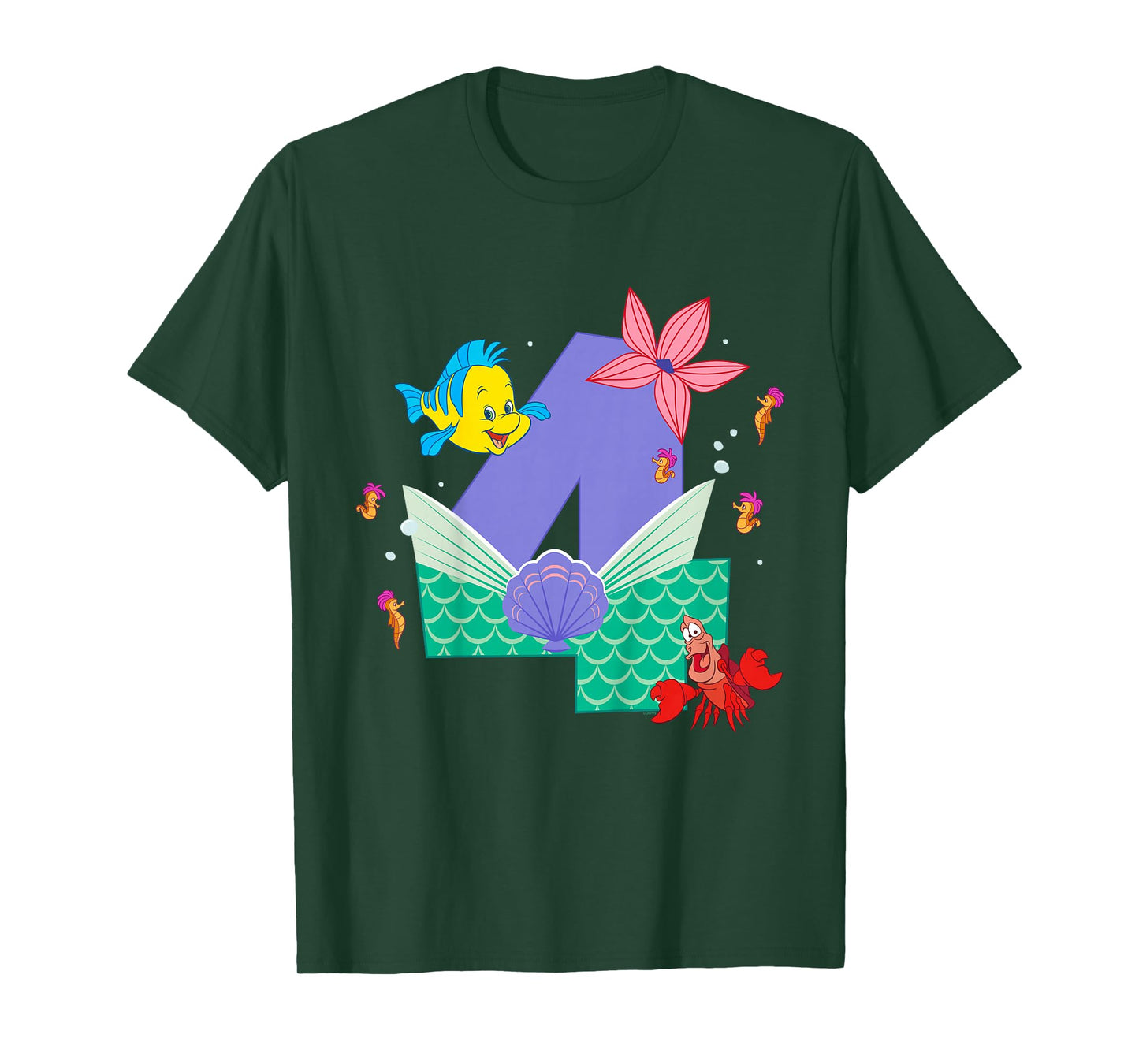 Disney Ariel Numbers "4" Fourth 4th Birthday Party Gift T-Shirt