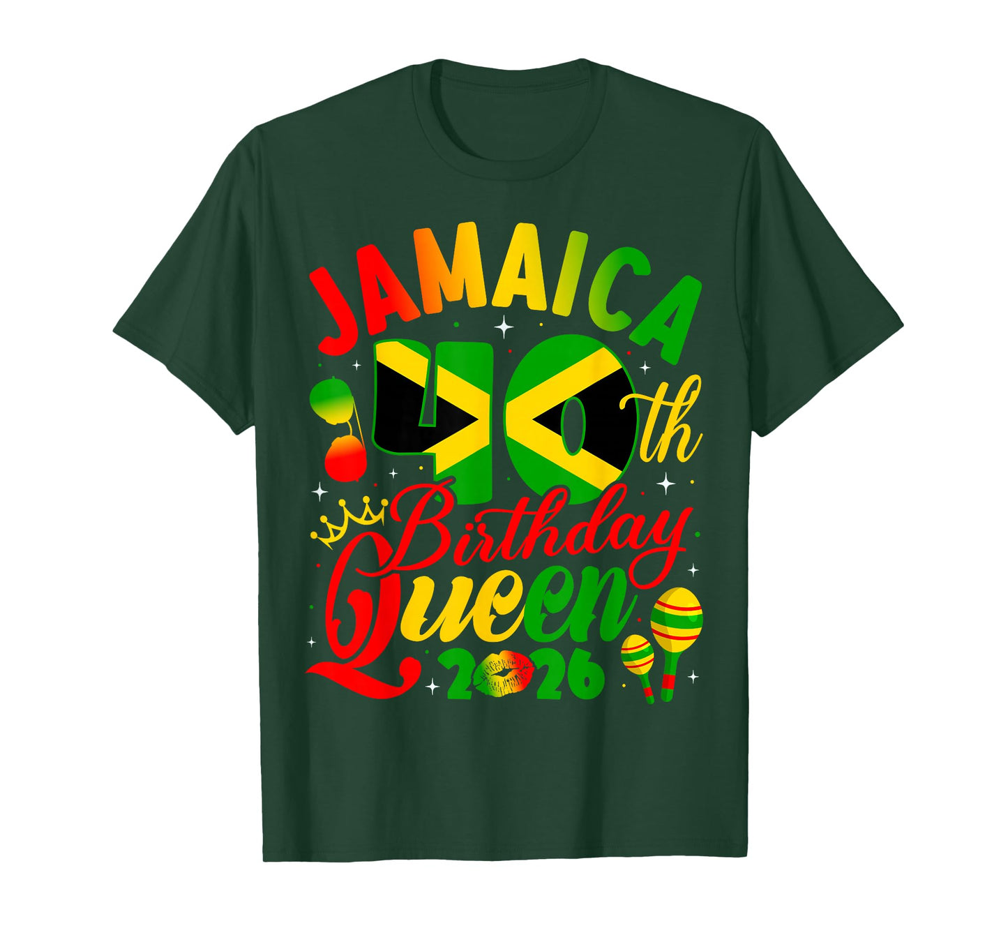 40th Birthday Queen Jamaica Girl Matching Party 2026 T-Shirt