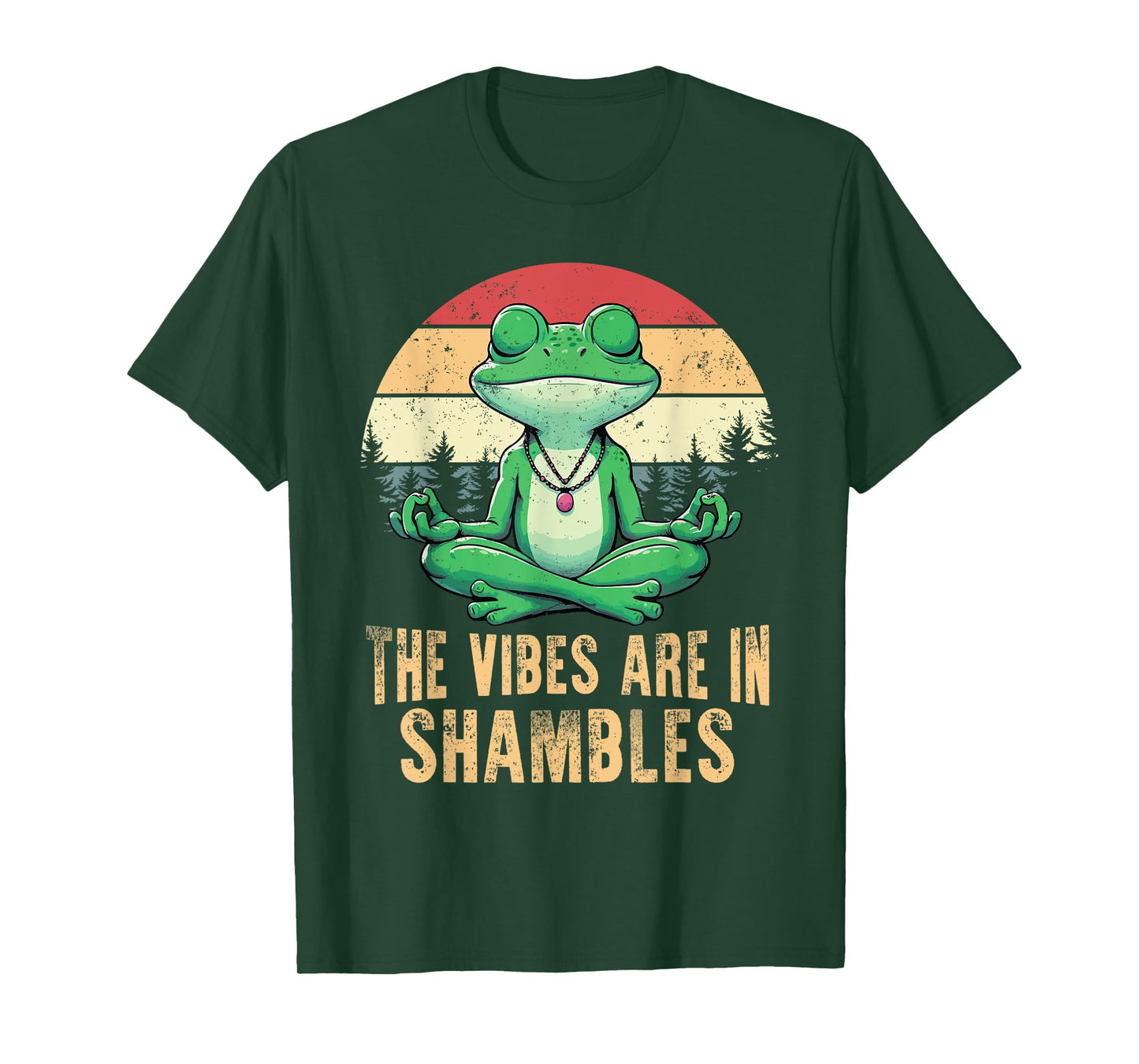 The Vibes Are In Shambles Retro Funny Frog Yoga Meditation T-Shirt