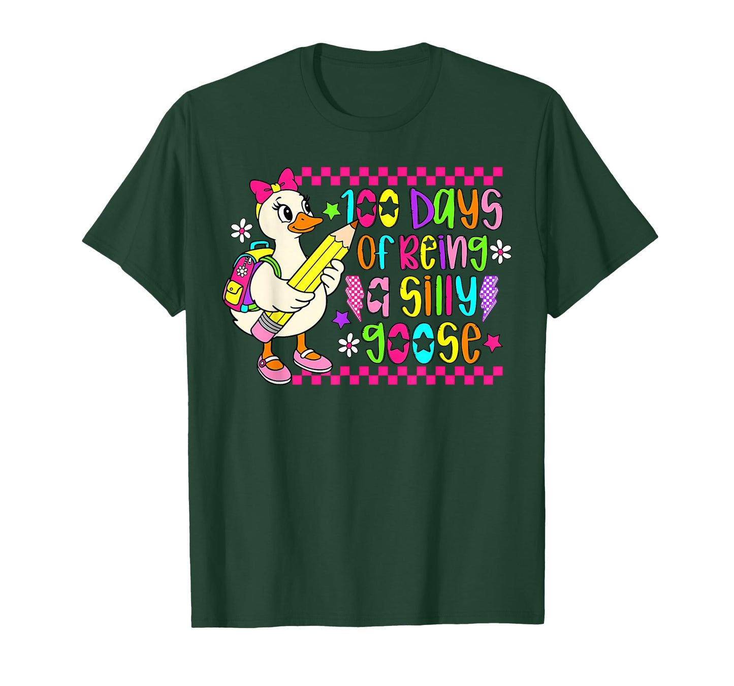 100 Days of School Girls Teacher 100th Day Silly Goose T-Shirt