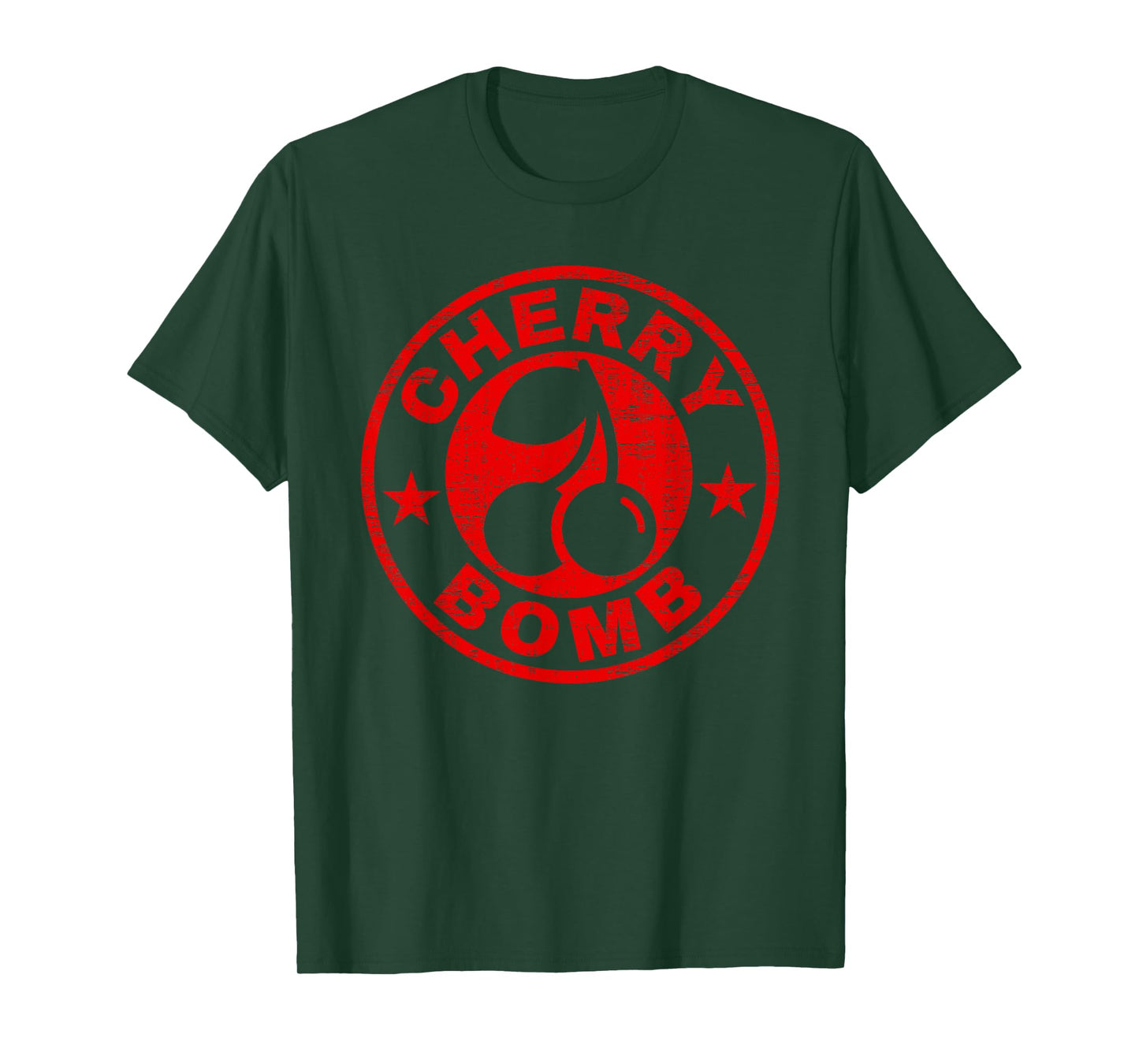 Cherry Bomb Retro Cherries Design Distressed T-Shirt