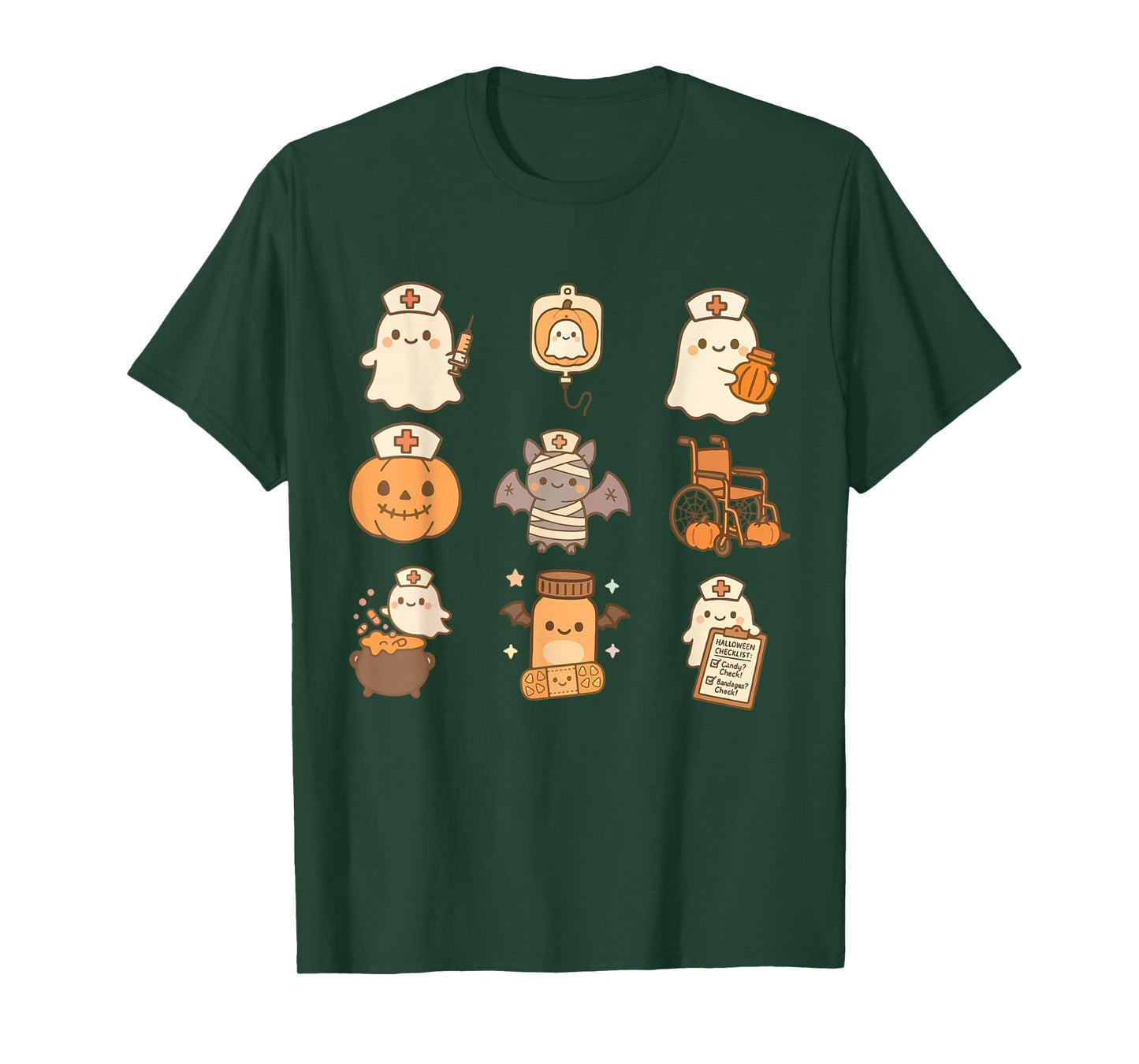 Funny Spooky Nurse Halloween Pumpkin Ghost School Nursing T-Shirt