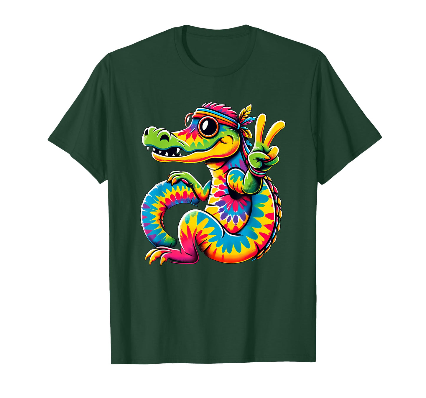 Peace Sign Tie Dye Alligator T-Shirt
