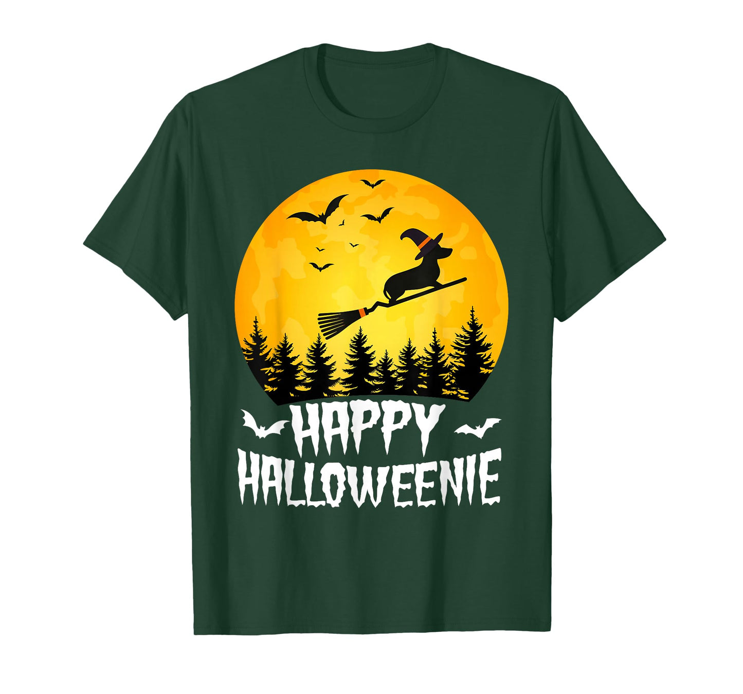 Happy Halloweenie Weiner Dog Dachshund Witch Hat Halloween T-Shirt