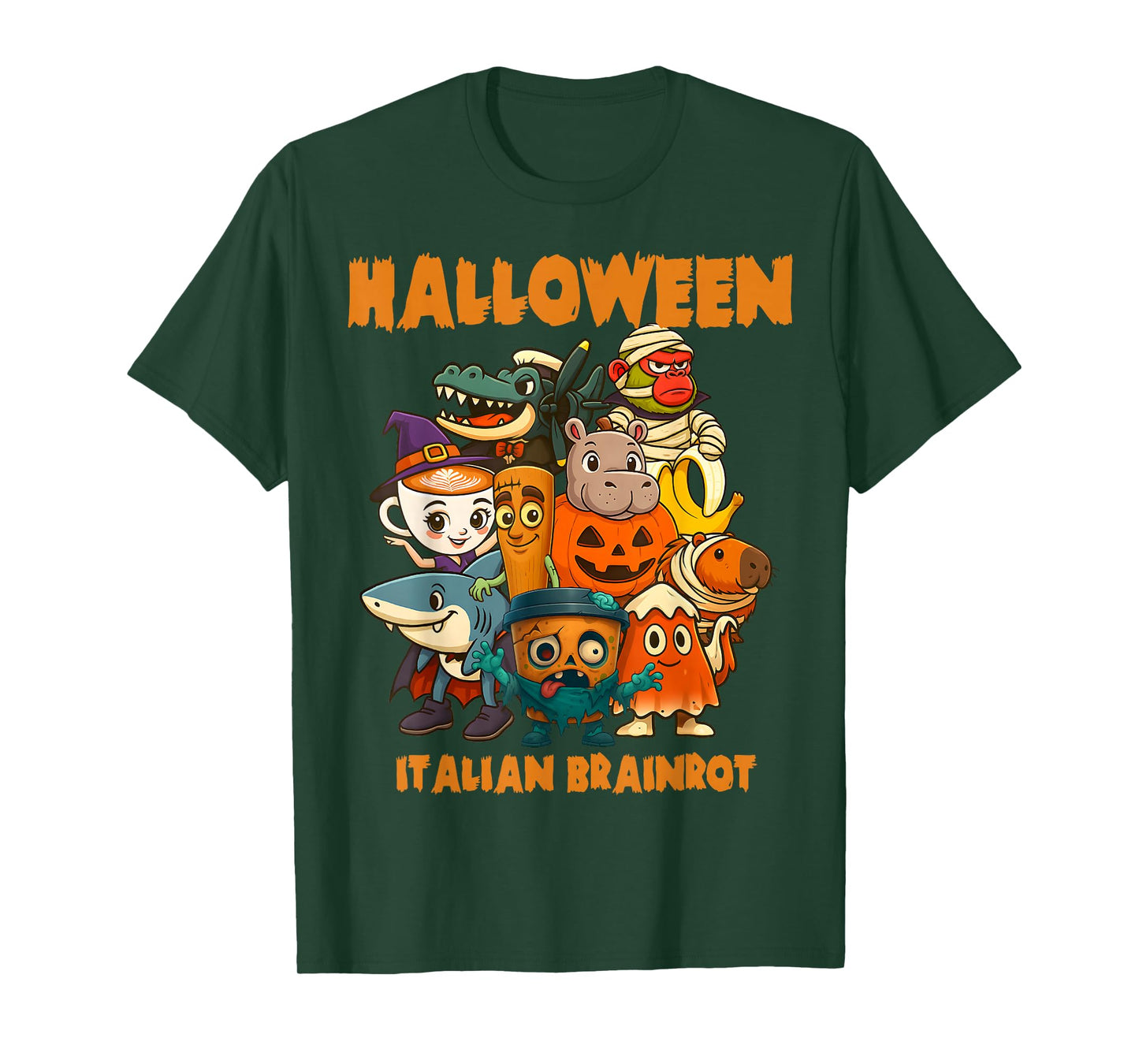 Italian Brainrot Characters Halloween Themes Costume Party T-Shirt