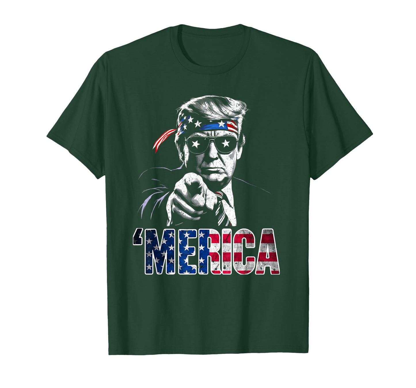 Happy 4th Of July 'MERICA TRUMP American Flag USA T-Shirt