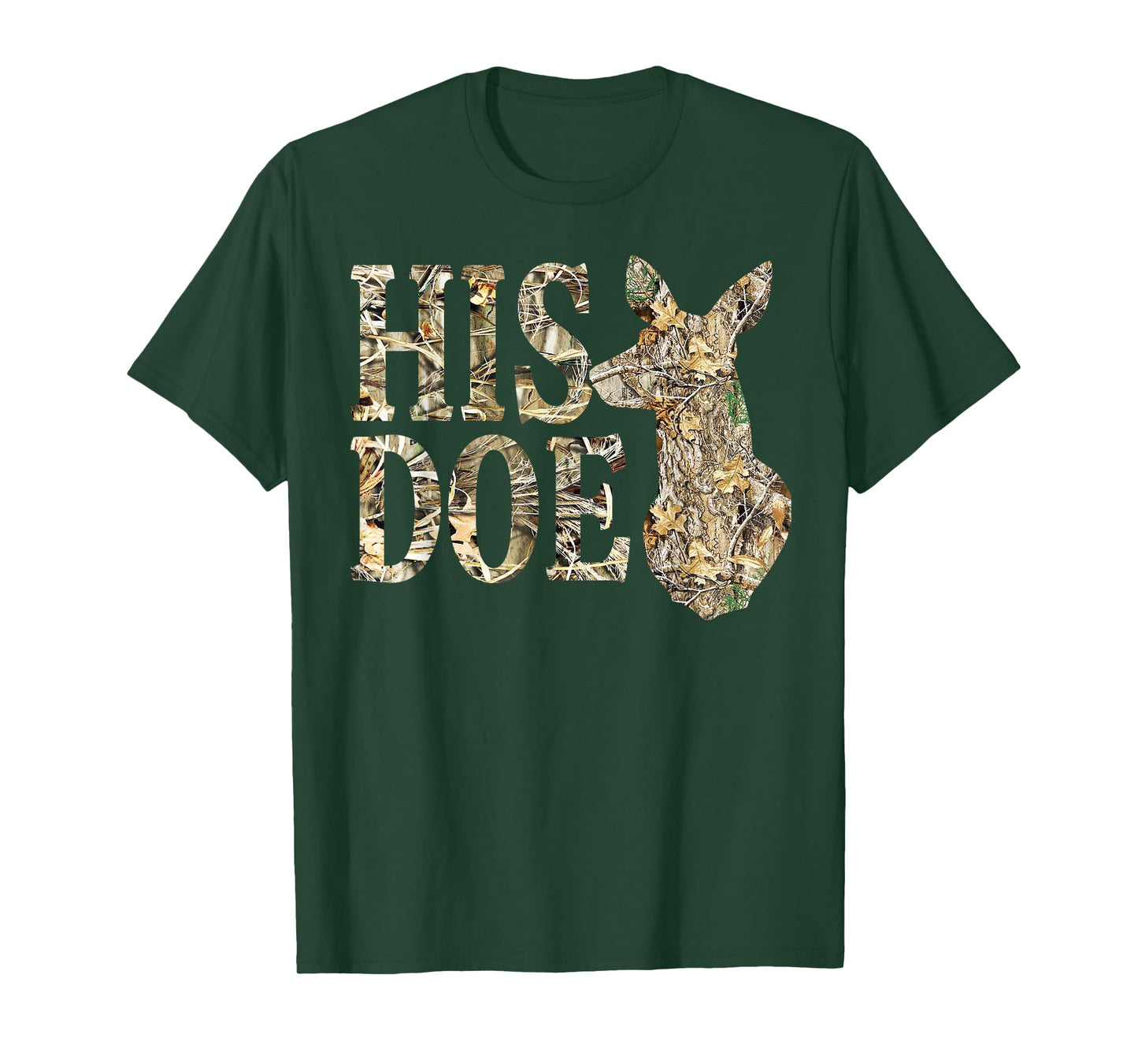 Retro His Doe Camo Deer Hunting Camouflage Matching Couple T-Shirt