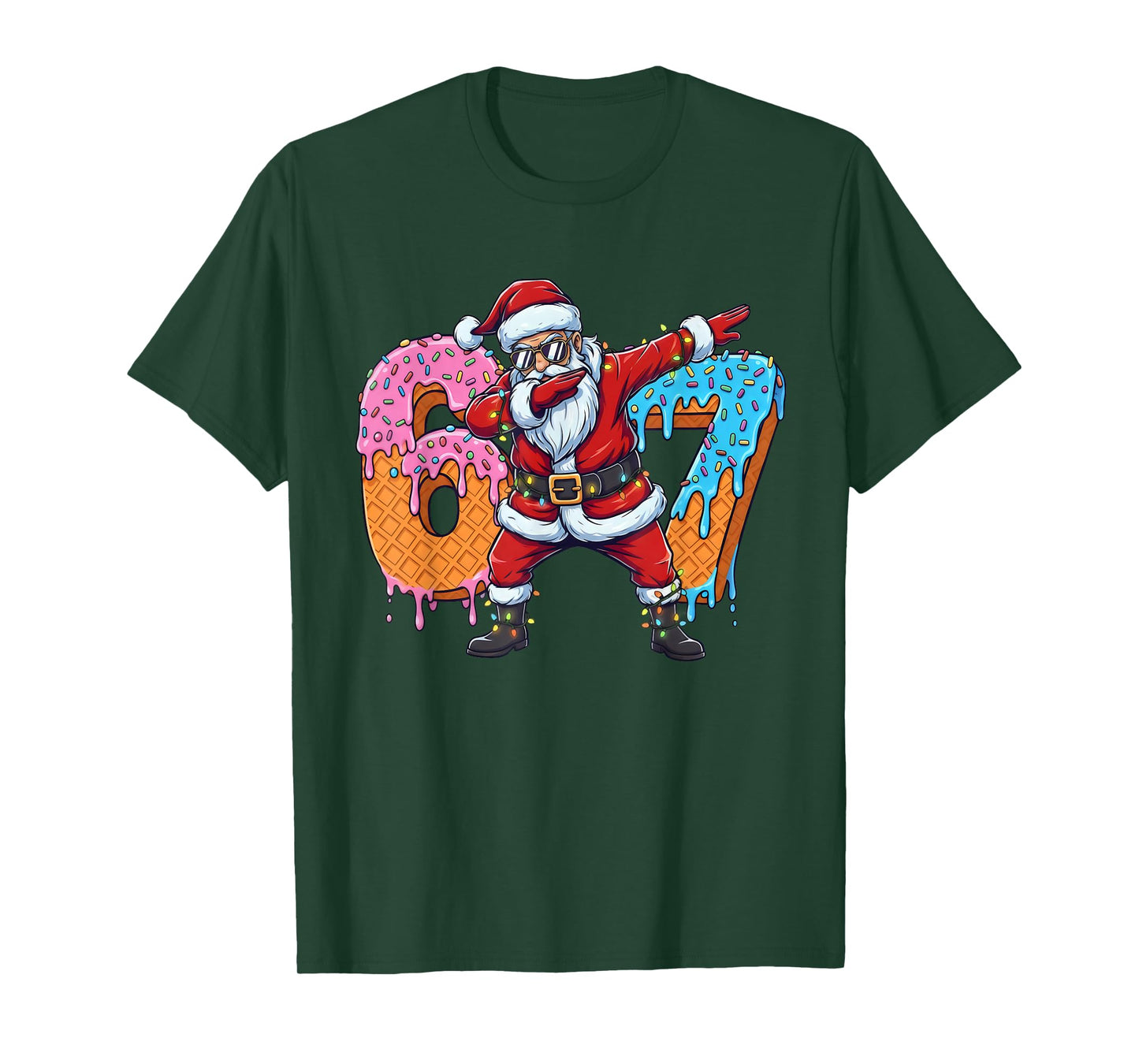 6 7 Ice Cream Drip Santa Six Seven Meme Kids 67 Christmas T-Shirt