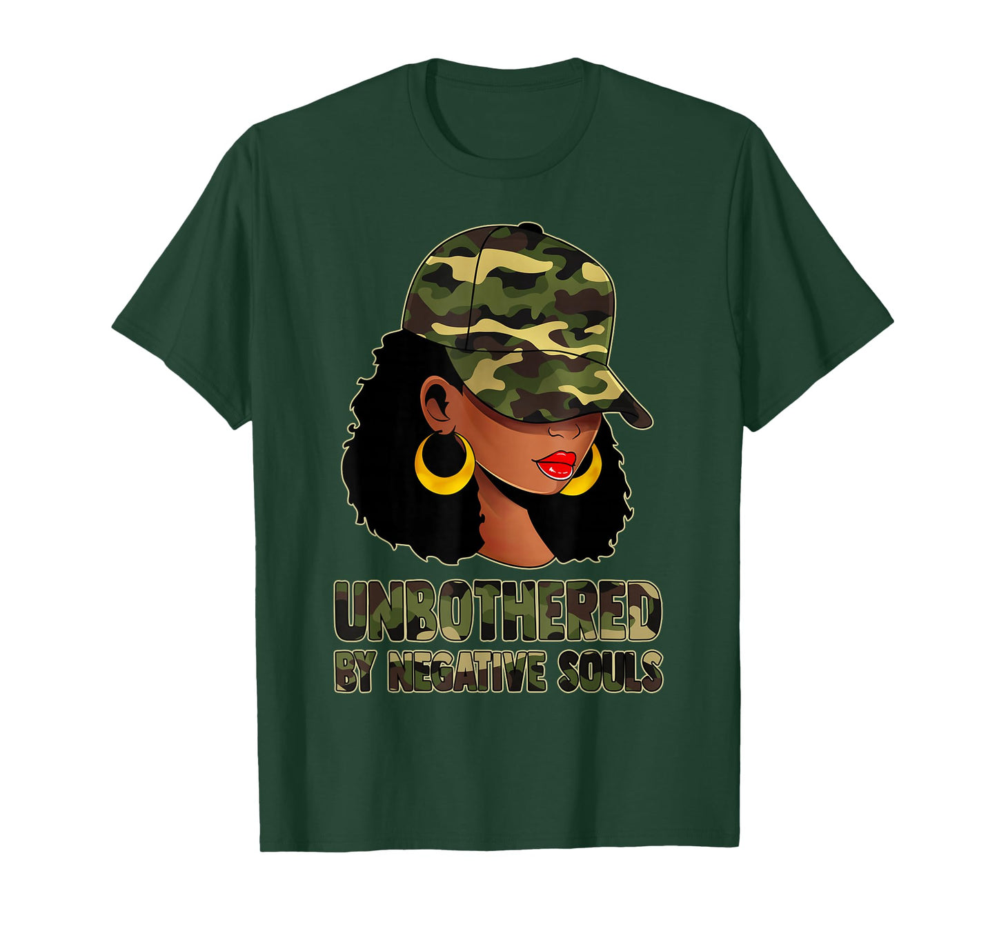 Afro Black Women Camo Melanin Queen Cap Hat Unbothered T-Shirt