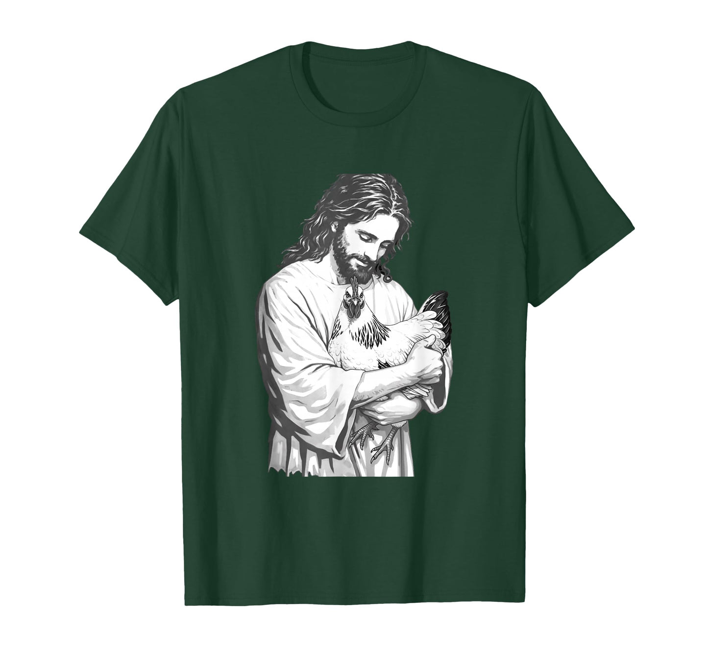 Funny Jesus Holding Chicken Christian Farm Animal Faith T-Shirt