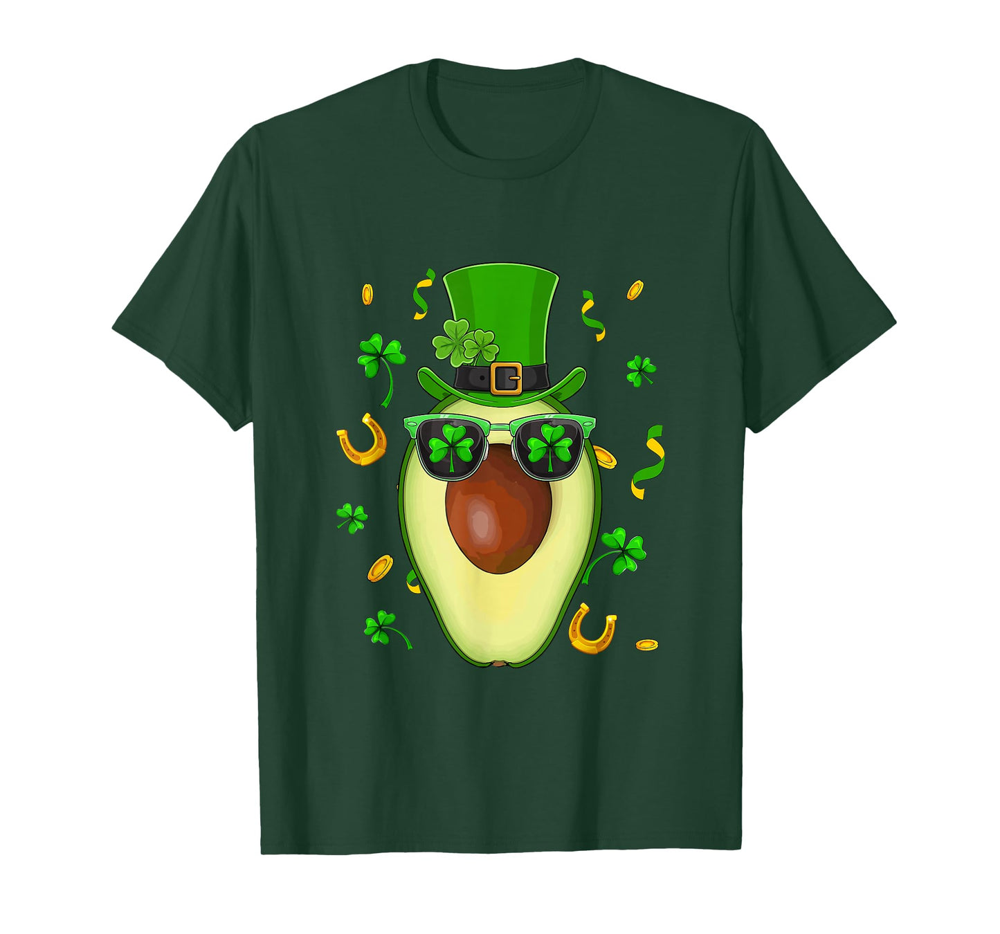 Avocado Sunglasses Shamrocks St. Patrick's Day Irish Vegan T-Shirt