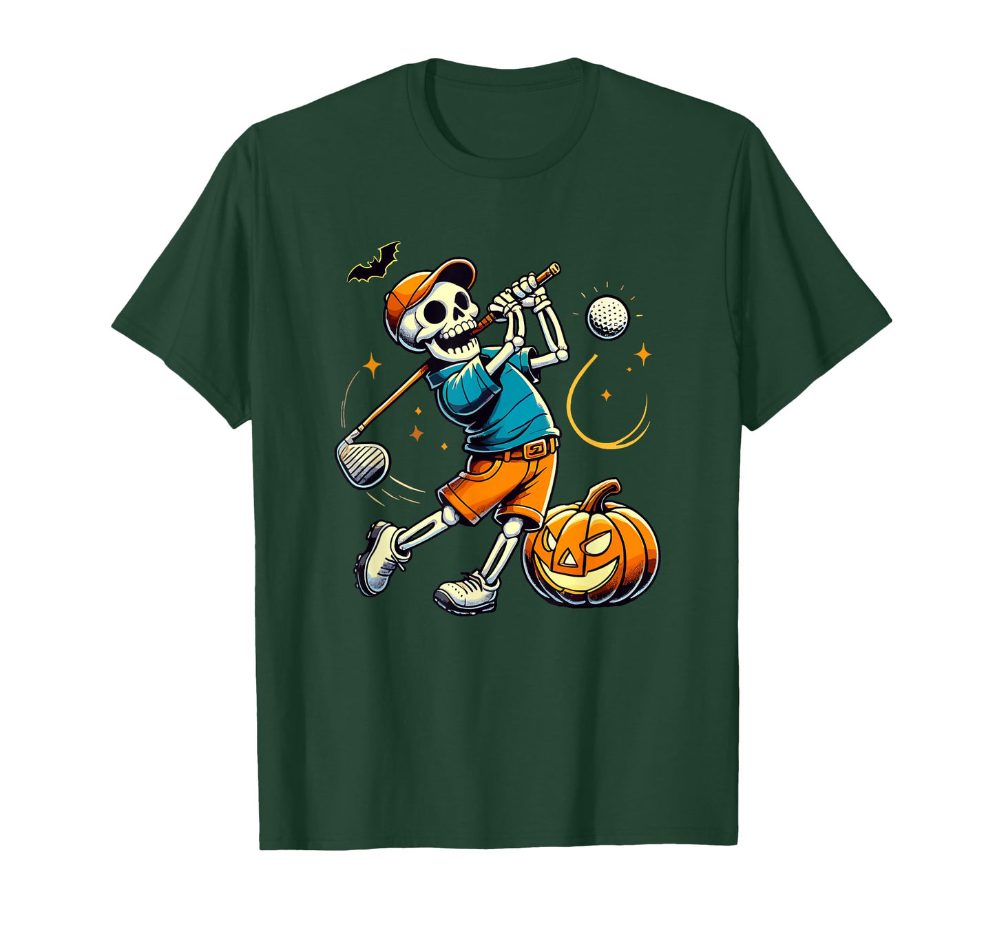 Halloween Skeleton Golf Player Golfing Golfer Pumpkin T-Shirt