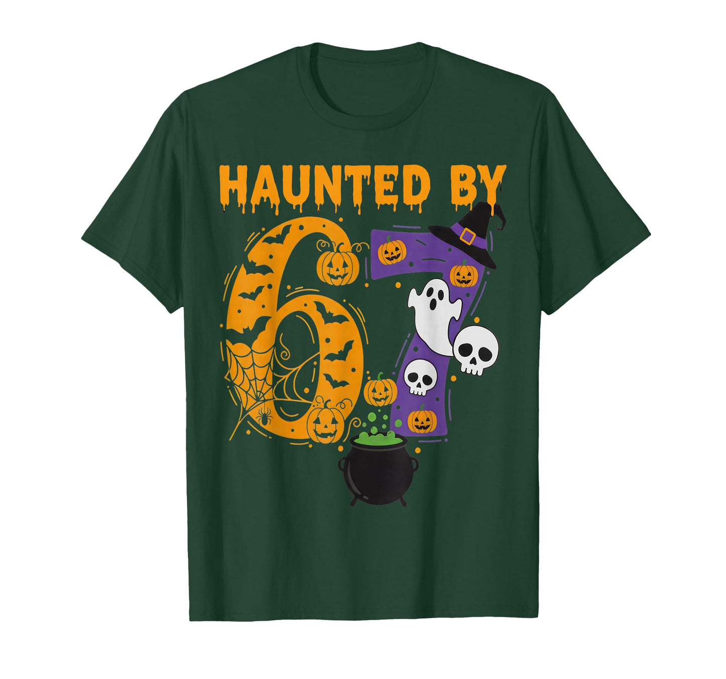 Haunted by 67 – Funny Six Seven Meme 6 7 Halloween Costume T-Shirt