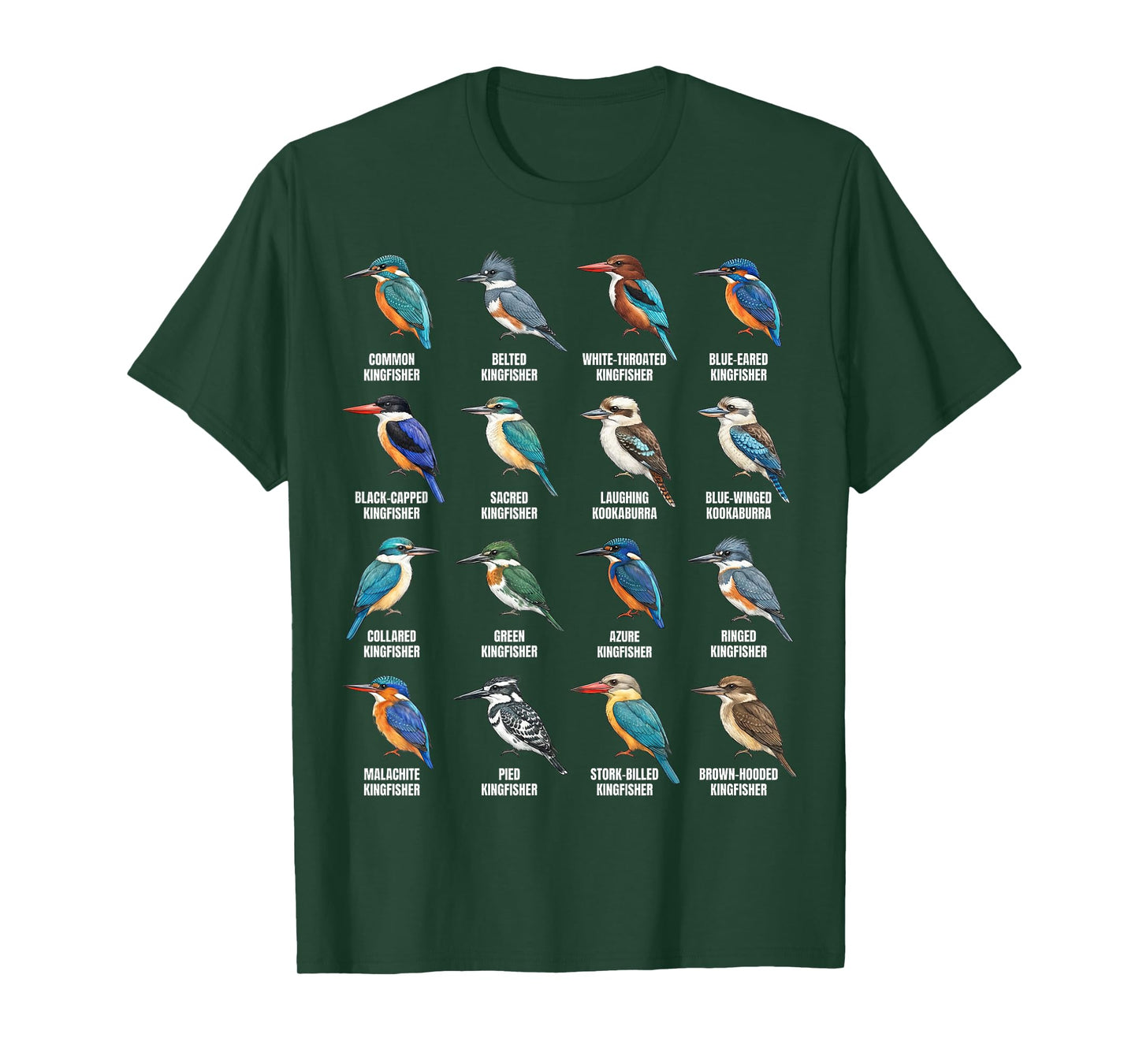 Types of Kingfishers – Kingfisher Species Ornithology Birds T-Shirt