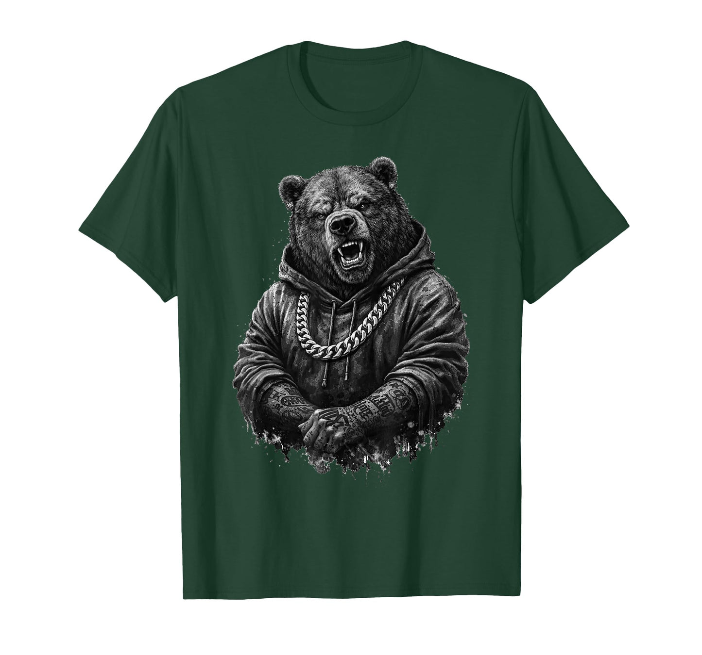 Gangster Bear Tattoo Hip Hop Animal Punk Rap Urban T-Shirt