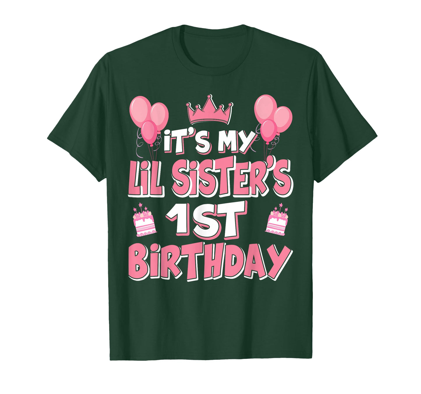 Balloons It's My Lil Sister's 1st Birthday 2024 1 Years Old T-Shirt