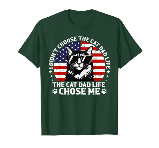 Mens I Didn't Choose The Cat Dad Life Chose Me T-Shirt