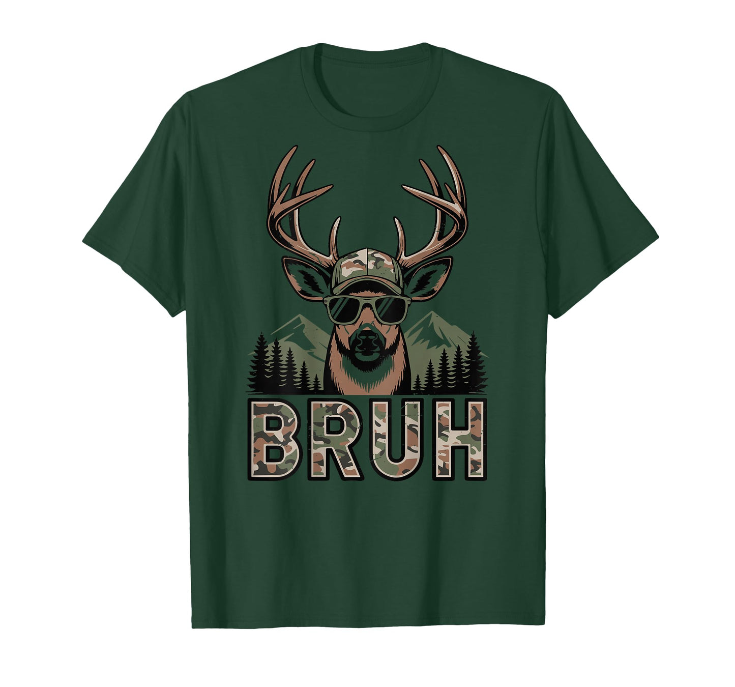 Bruh Camo Deer Hunting Camouflage Elk Buck Funny Youth Boys T-Shirt